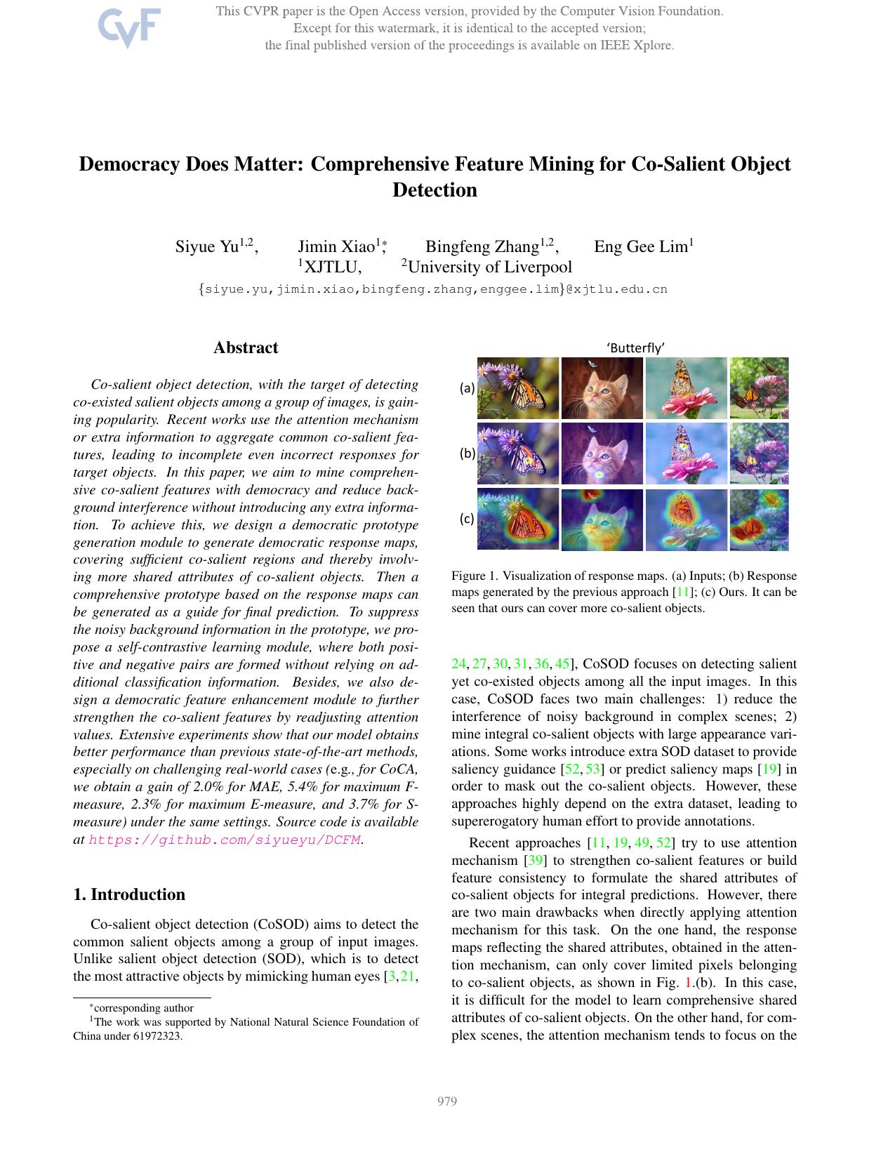 Democracy Does Matter: Comprehensive Feature Mining for Co-Salient Object Detection by Siyue Yu & Jimin Xiao & Bingfeng Zhang & Eng Gee Lim
