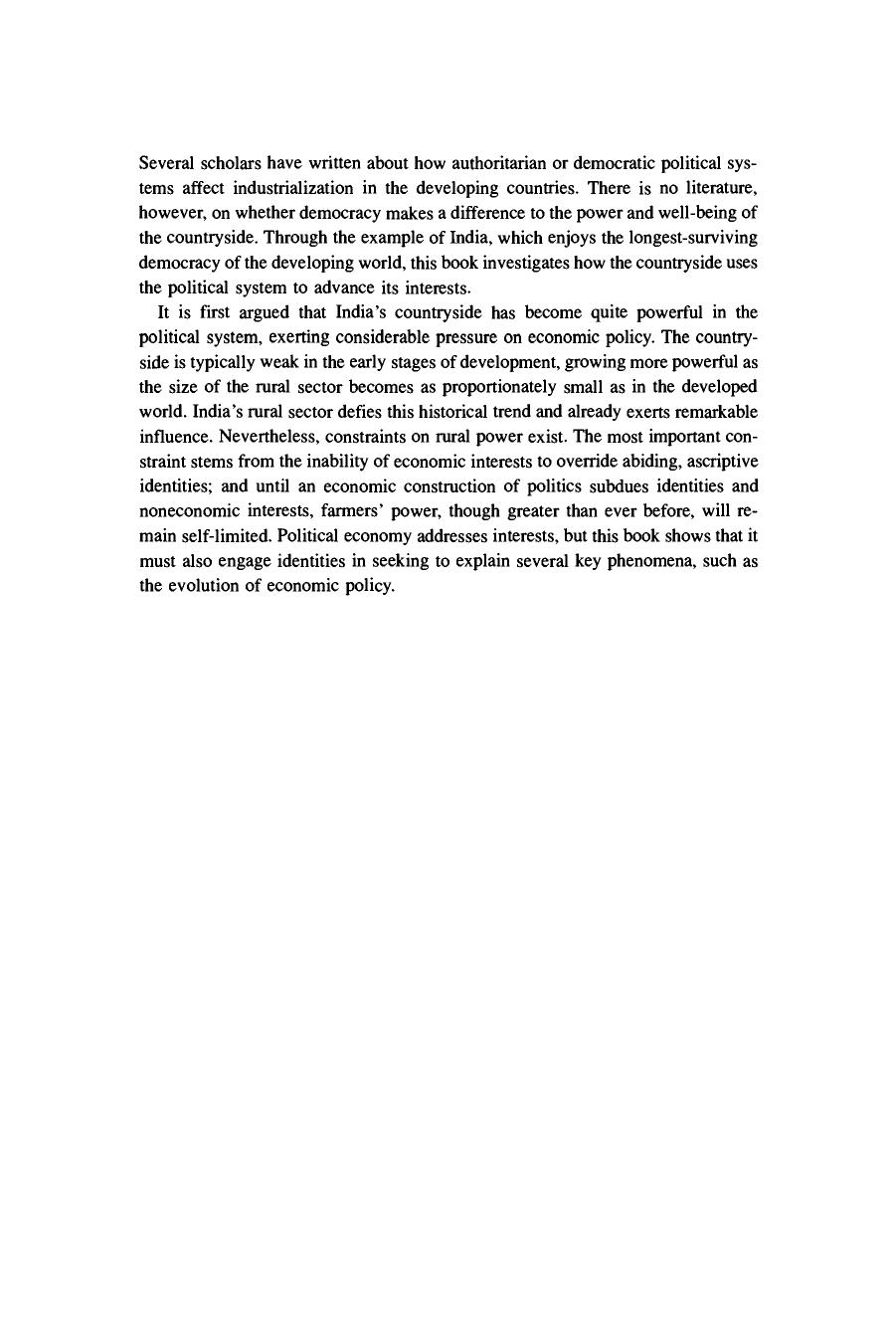 Democracy, Development, and the Countryside: Urban-Rural Struggles in India by Ashutosh Varshney