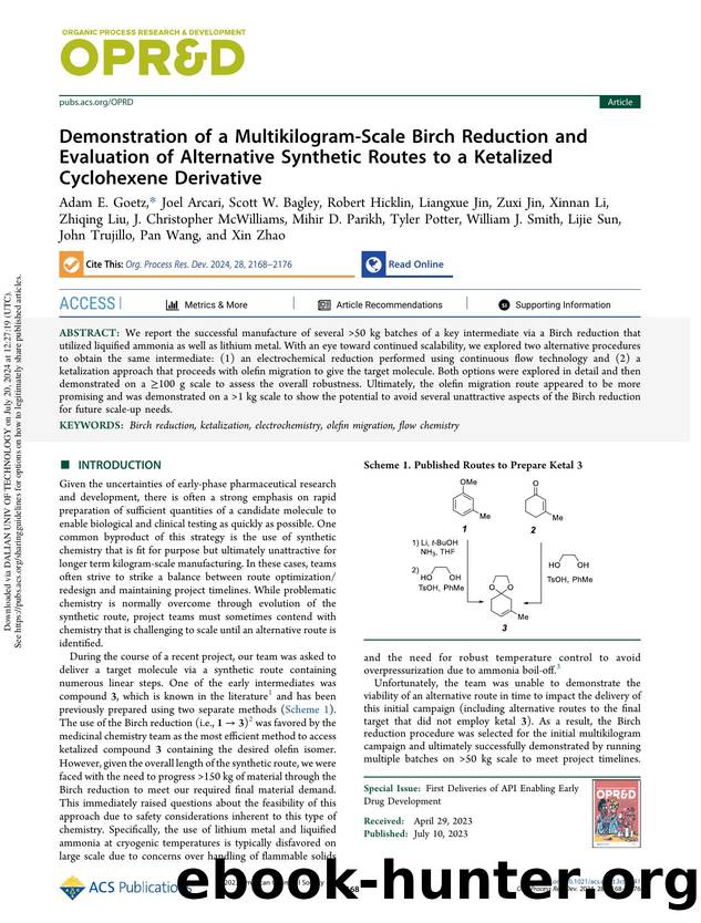 Demonstration of a Multikilogram-Scale Birch Reduction and Evaluation of Alternative Synthetic Routes to a Ketalized Cyclohexene Derivative by unknow