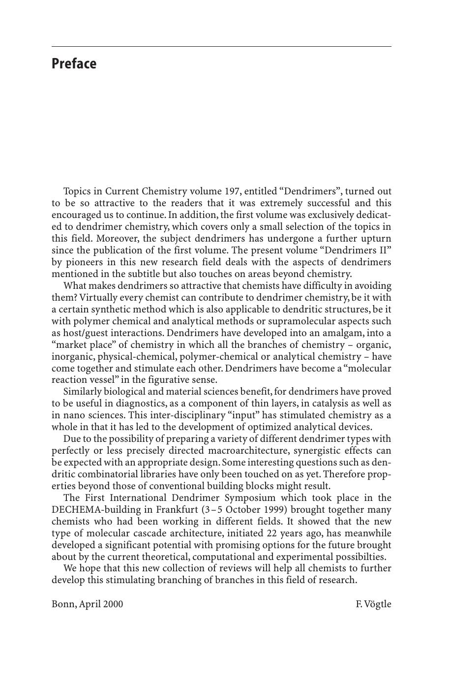 Dendrimers II: Architecture, Nanostructure and Supramolecular Chemistry by Fritz Vögtle