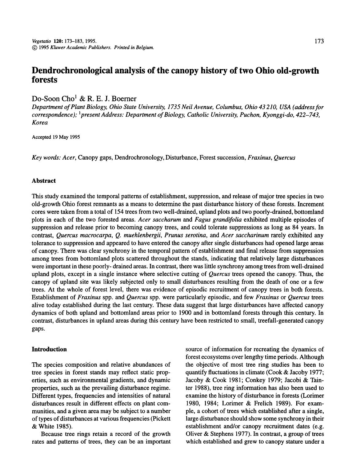 Dendrochronological analysis of the canopy history of two Ohio old-growth forests by Unknown