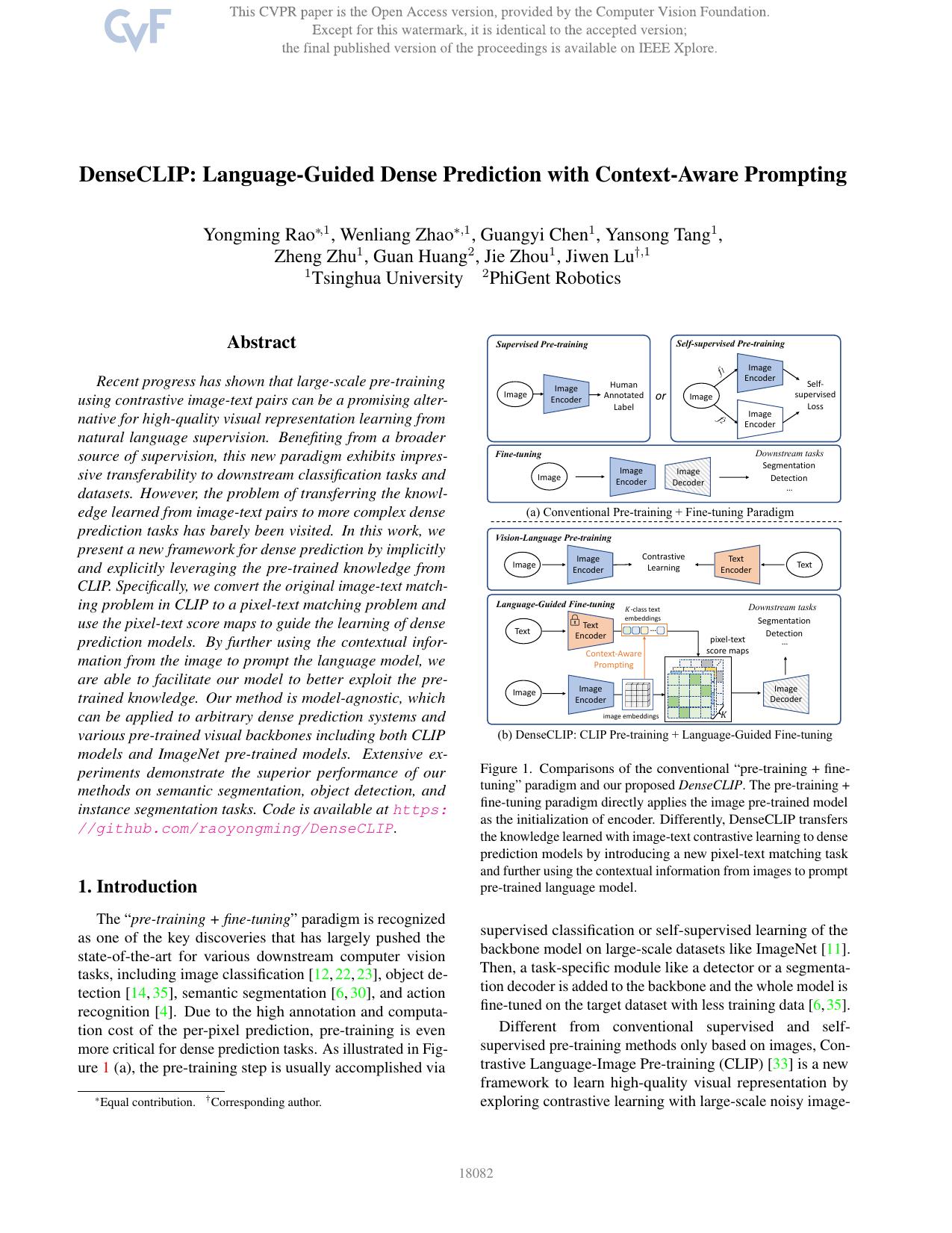 DenseCLIP: Language-Guided Dense Prediction With Context-Aware Prompting by unknow