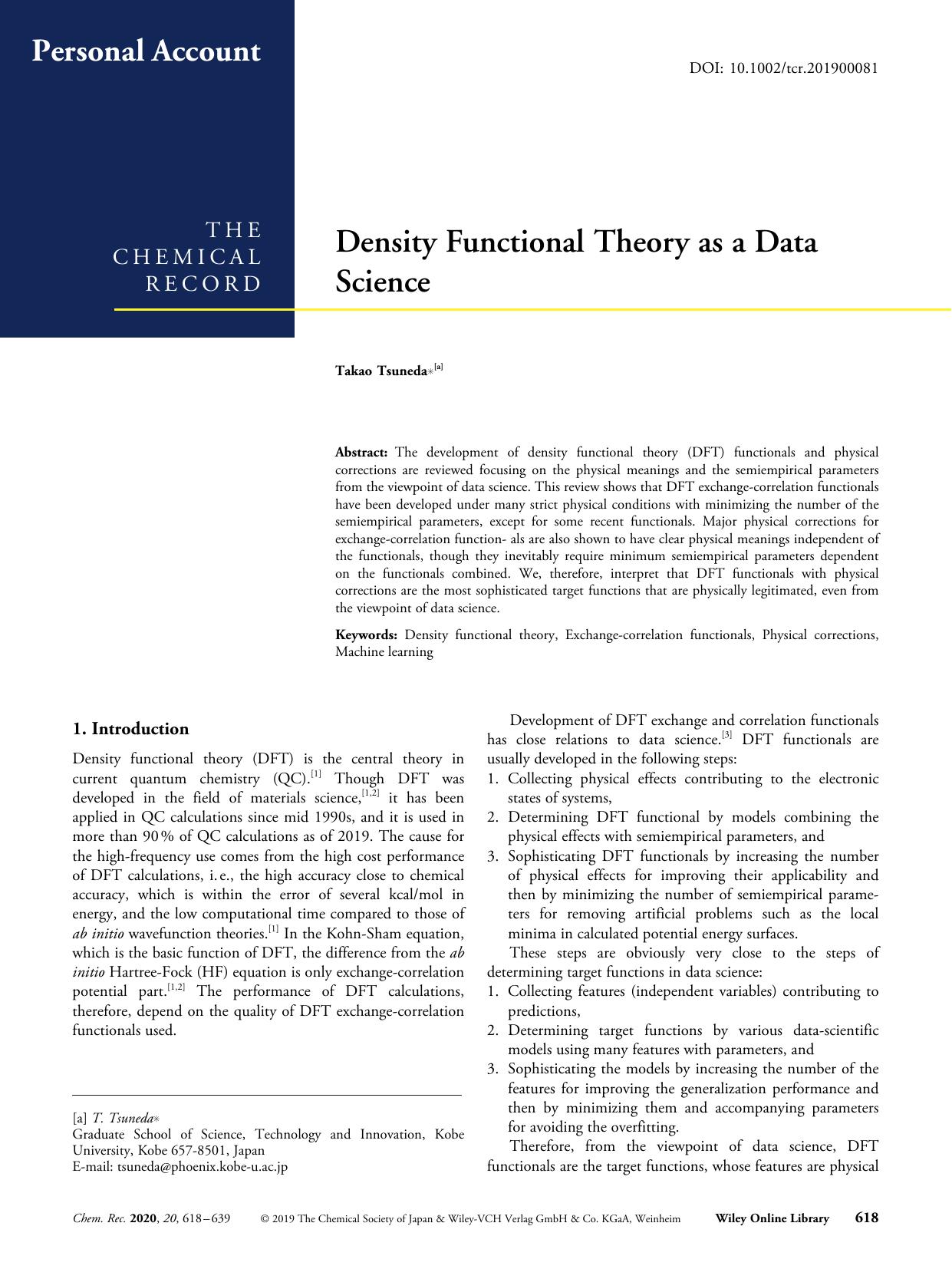 Density Functional Theory as a Data Science by Unknown