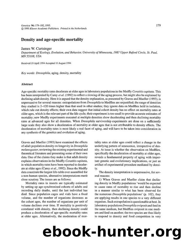 Density and age-specific mortality by Unknown