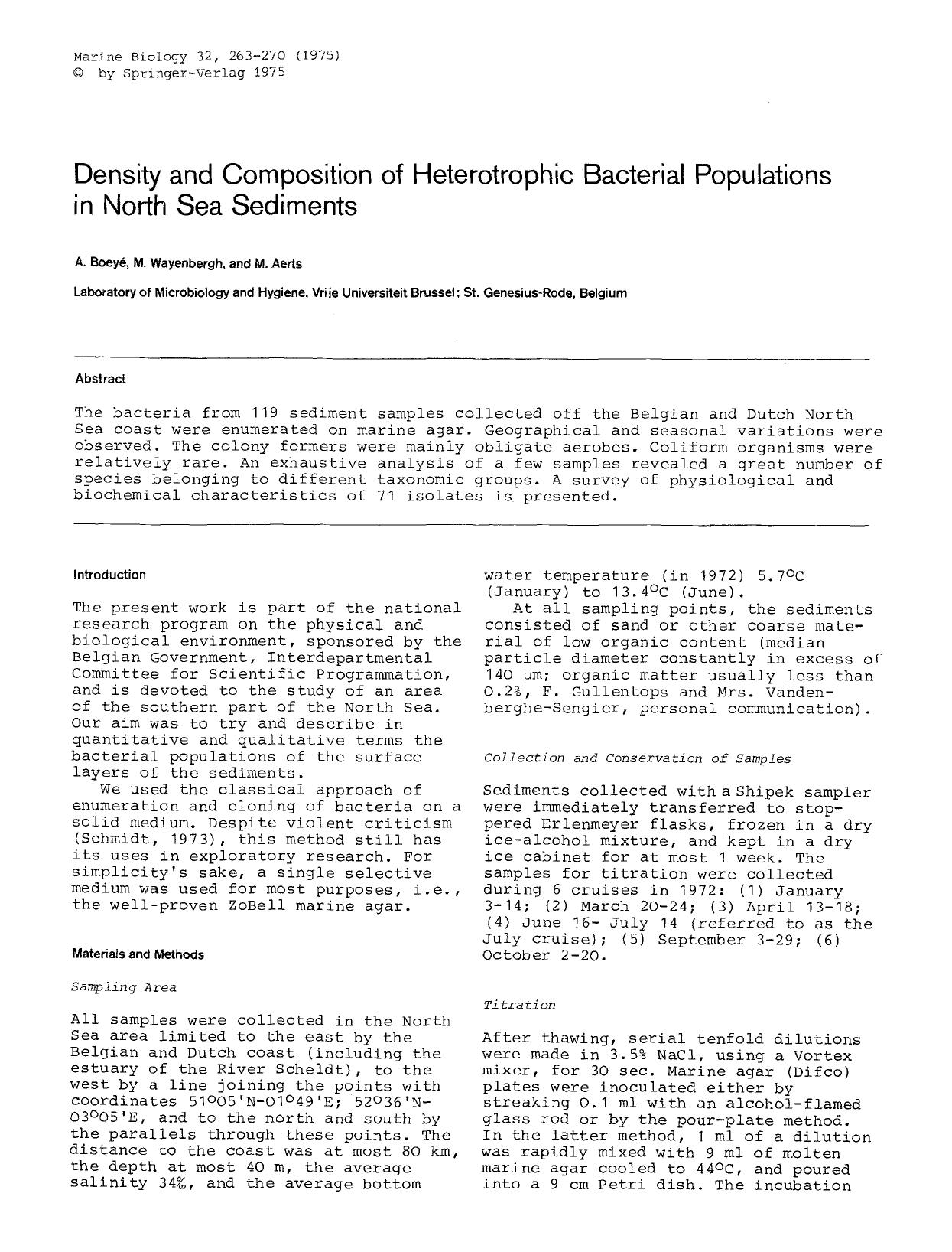Density and composition of heterotrophic bacterial populations in North Sea sediments by Unknown