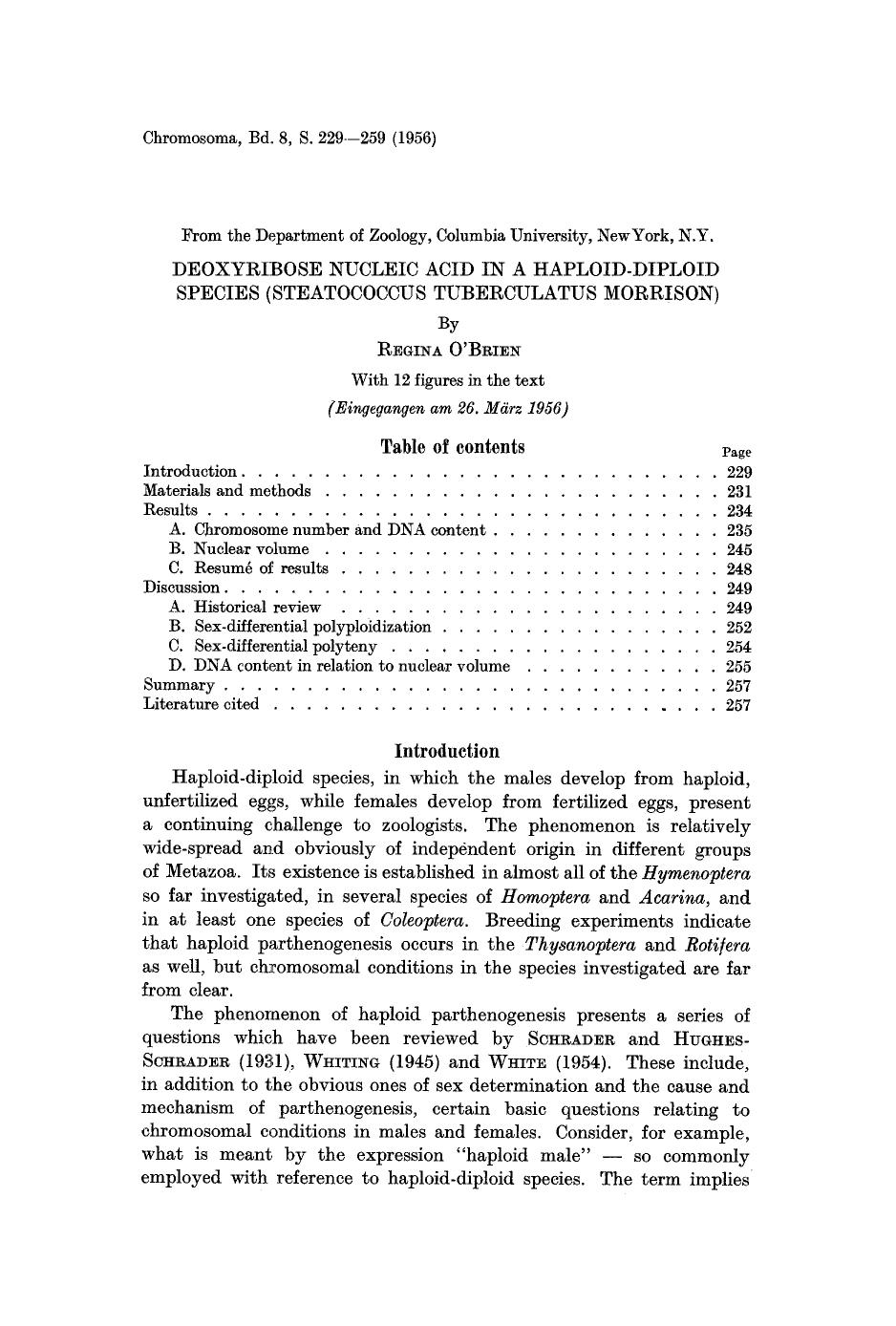 Deoxyribose nucleic acid in a haploid-diploid species (Steatococcus tuberculatus Morrison) by Unknown