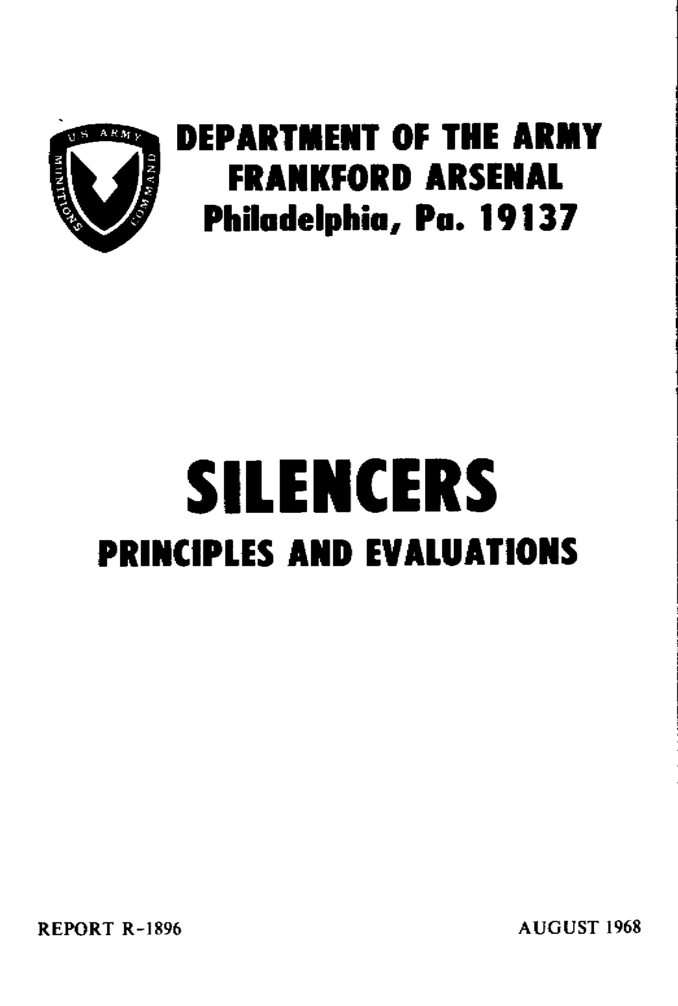 Department Of The Army-Silencers-Principles Evaluations by Unknown