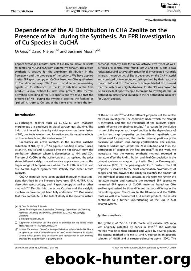 Dependence of the Al Distribution in CHA Zeolite on the Presence of Na+ during the Synthesis. An EPR Investigation of Cu Species in CuCHA by Unknown