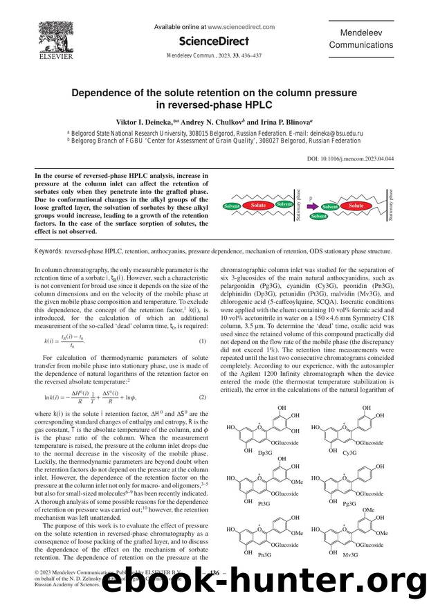 Dependence of the solute retention on the column pressure in reversed-phase HPLC by Viktor I. Deineka & Andrey N. Chulkov & Irina P. Blinova