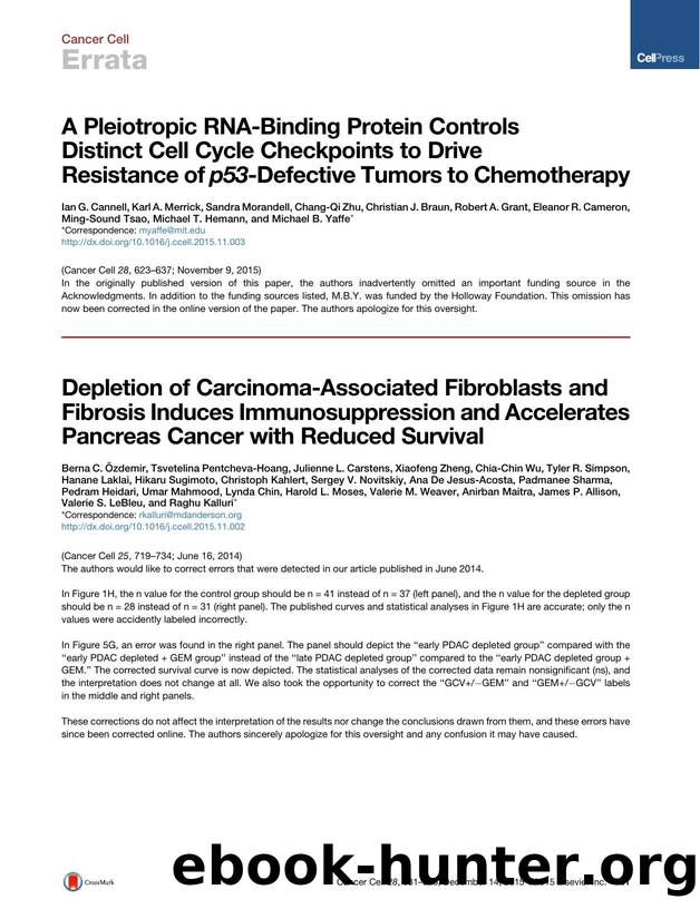 Depletion of Carcinoma-Associated Fibroblasts and Fibrosis Induces Immunosuppression and Accelerates Pancreas Cancer with Reduced Survival by unknow