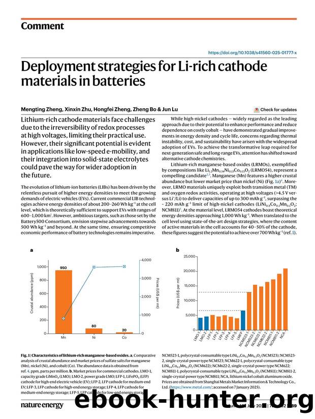 Deployment strategies for Li-rich cathode materials in batteries by Mengting Zheng & Xinxin Zhu & Hongfei Zheng & Zheng Bo & Jun Lu