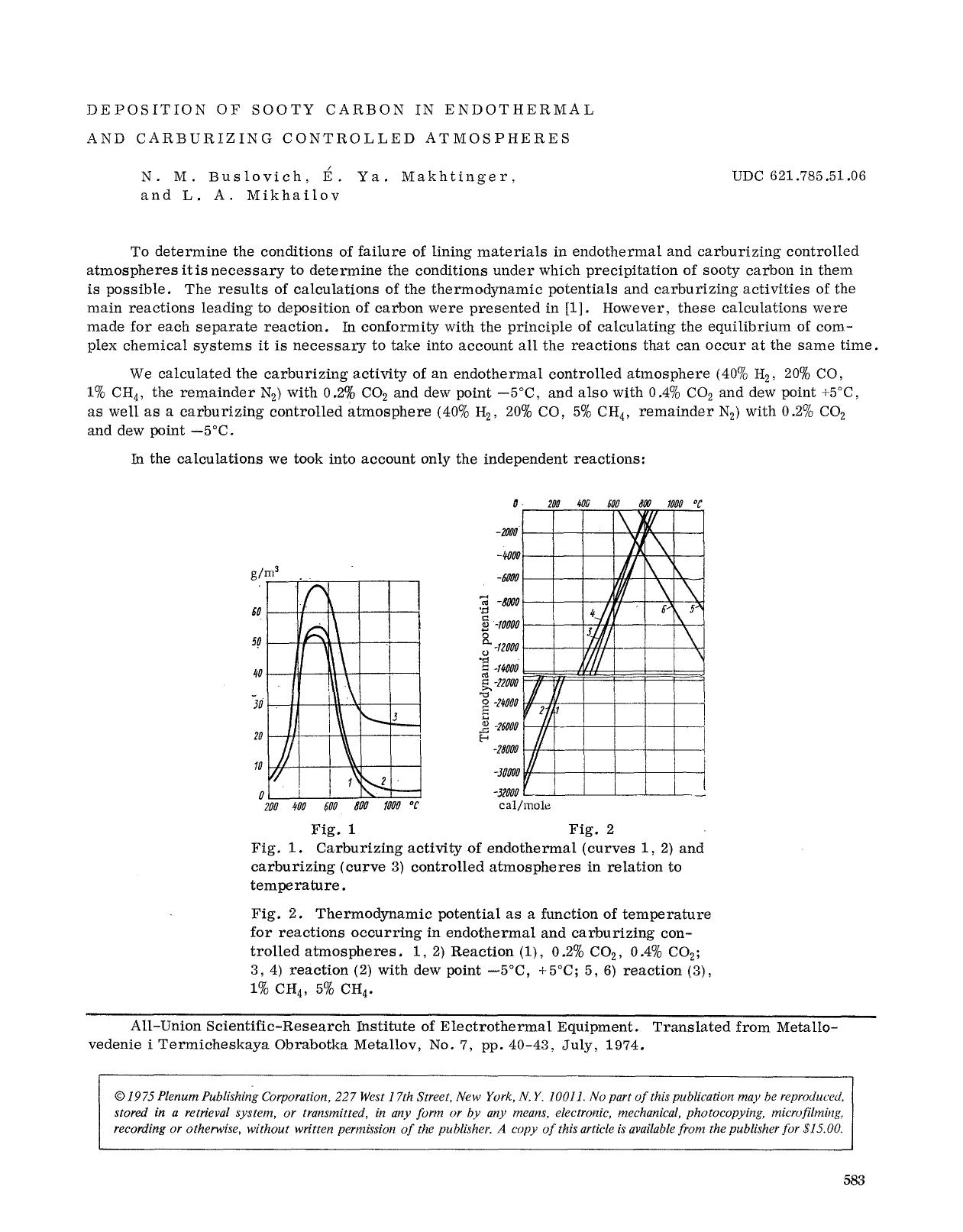 Deposition of sooty carbon in endothermal and carburizing controlled atmospheres by Unknown