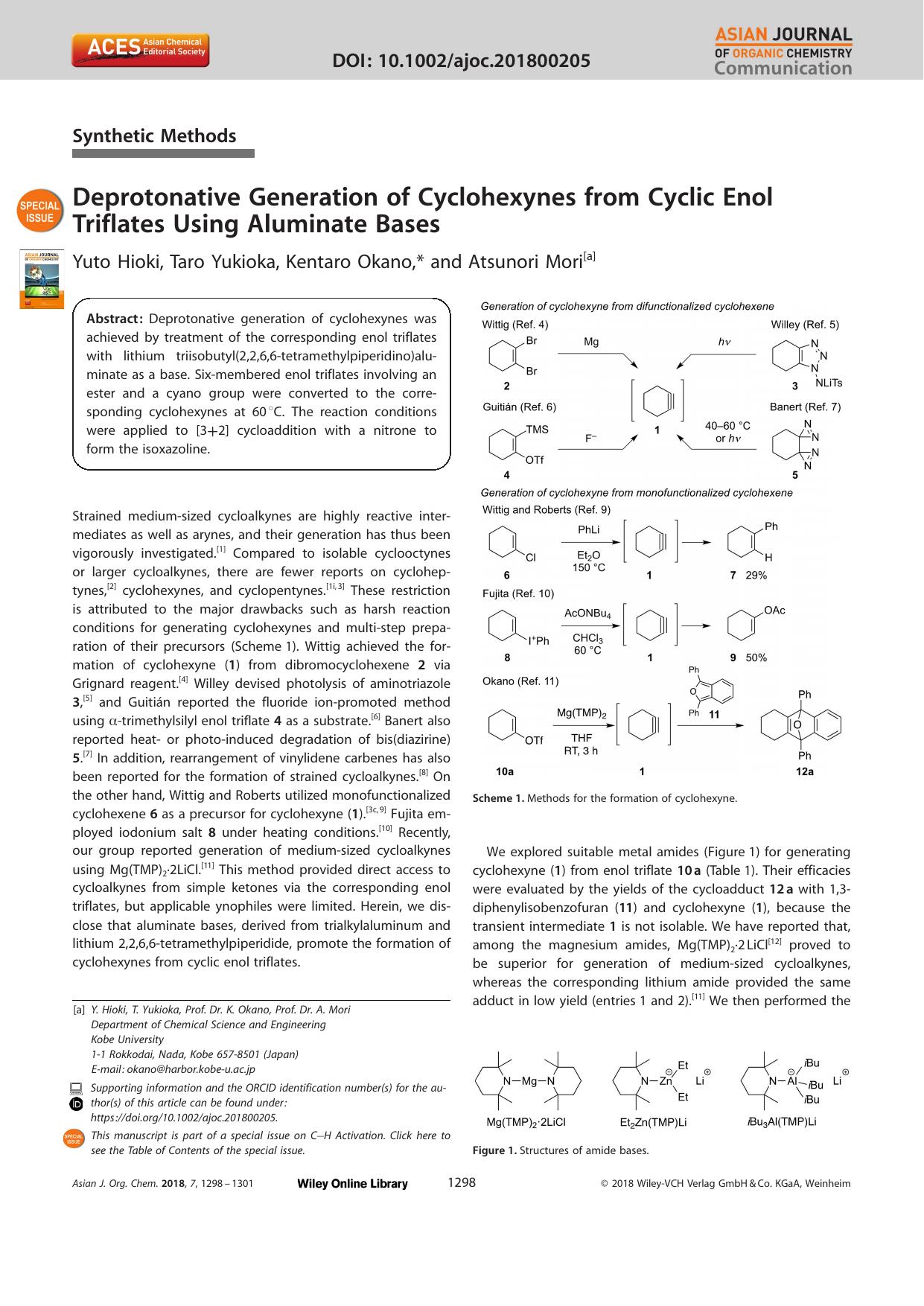 Deprotonative Generation of Cyclohexynes from Cyclic Enol Triflates Using Aluminate Bases by Unknown