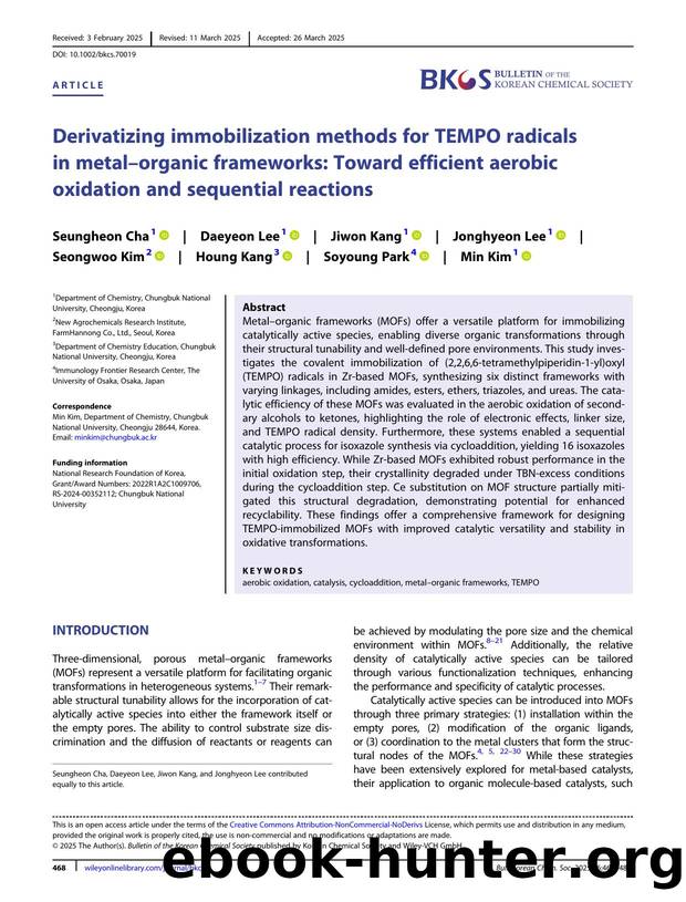 Derivatizing Immobilization Methods for TEMPO Radicals in MetalâOrganic Frameworks: Toward Efficient Aerobic Oxidation and Sequential Reactions by Unknown
