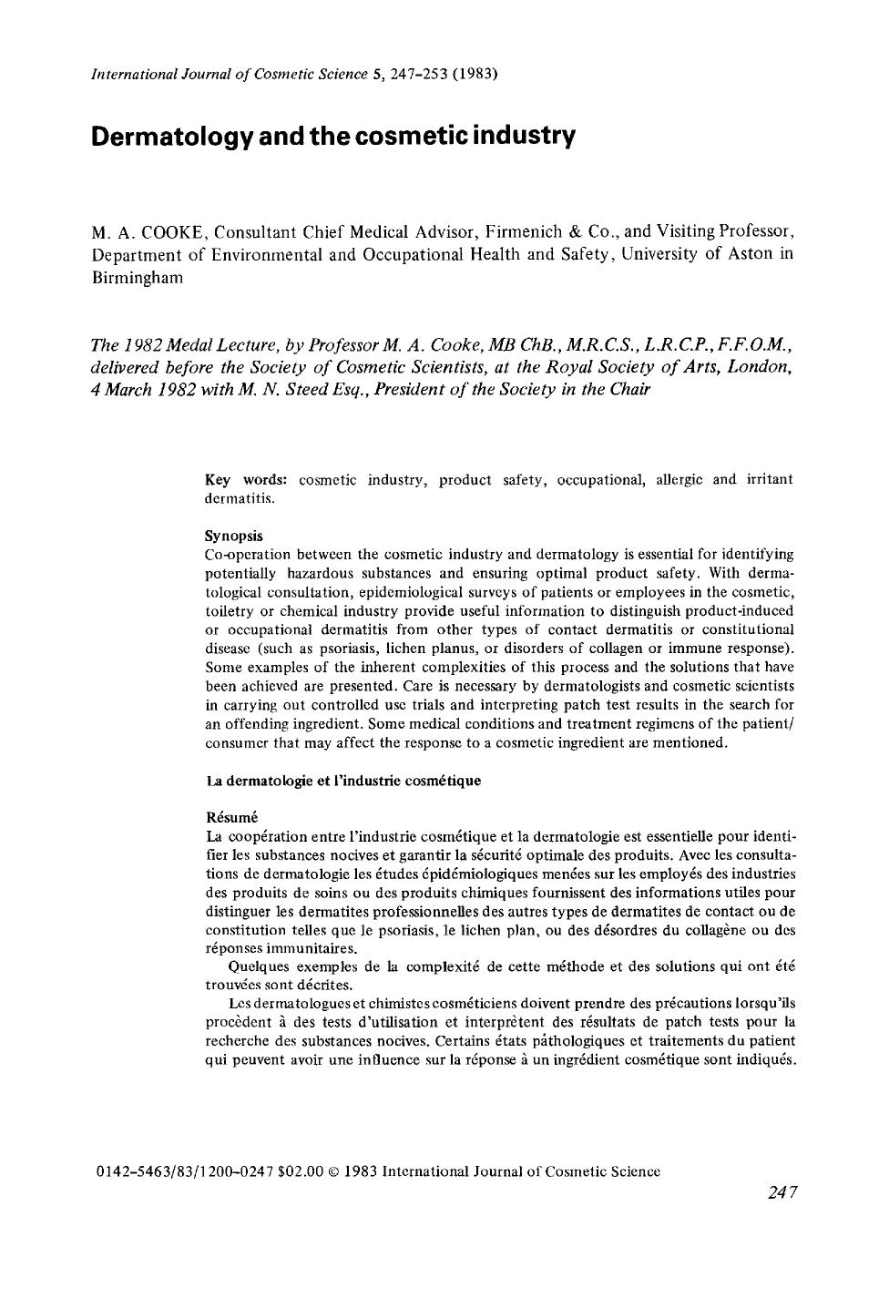 Dermatology and the cosmetic industry by Unknown