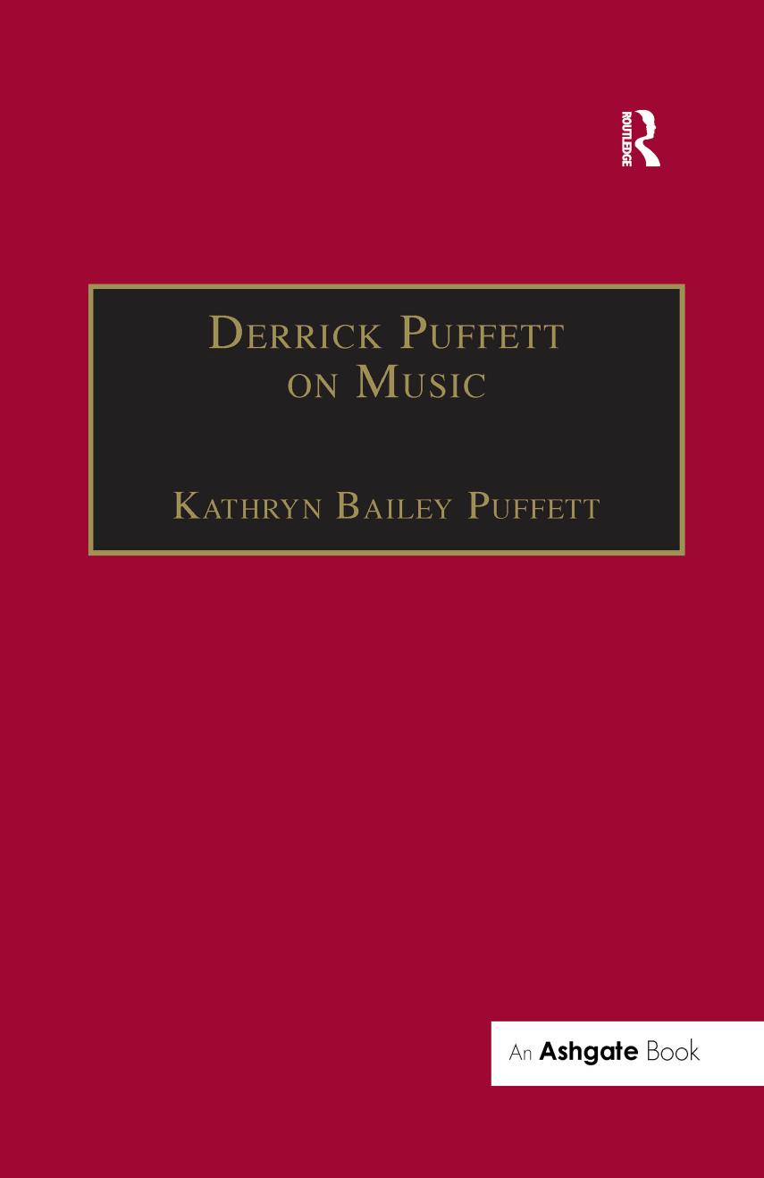 Derrick Puffett on Music by Kathryn Bailey Puffett (editor)