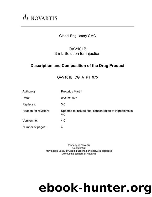 Description and Composition of the Drug Product by _____________________