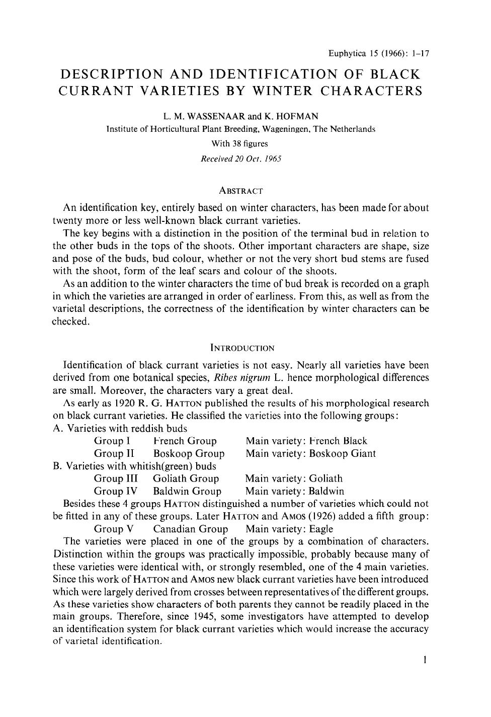 Description and identification of black currant varieties by winter characters by Unknown