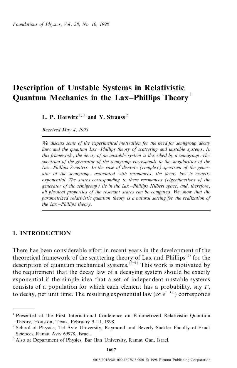 Description of Unstable Systems in Relativistic Quantum Mechanics in the Lax-Phillips Theory by Unknown