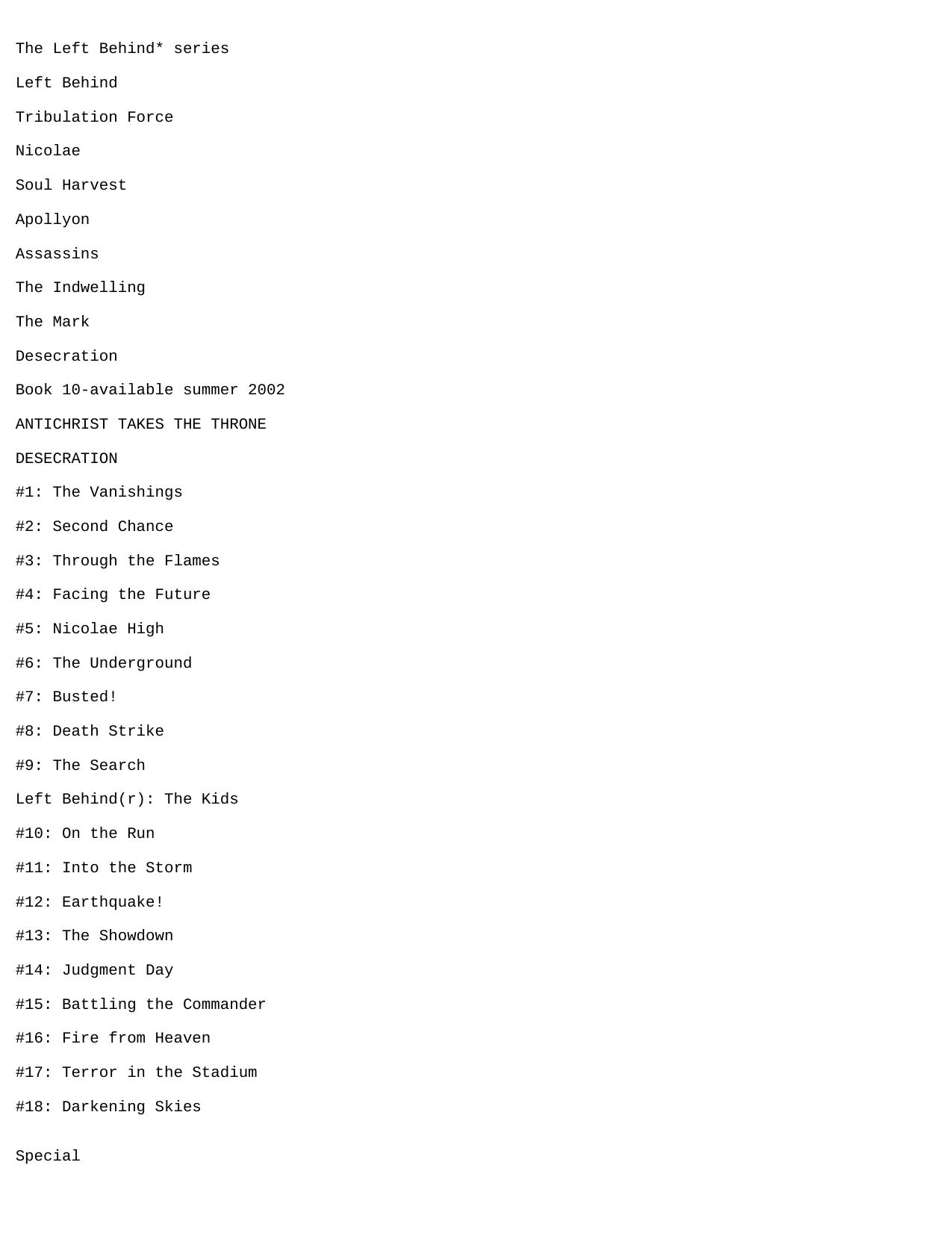 Desecration: Antichrist Takes the Throne - Left Behind Series 9 by Tim F. LaHaye & Jerry B. Jenkins