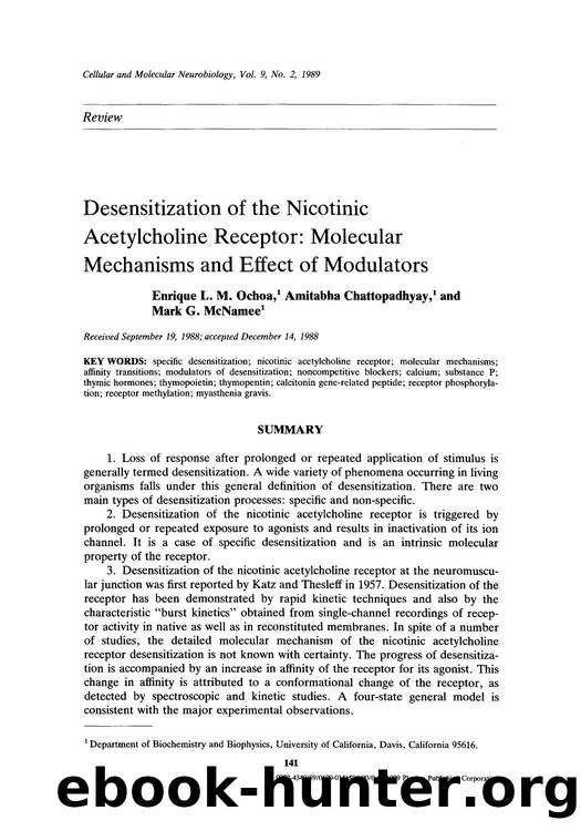 Desensitization of the nicotinic acetylcholine receptor: Molecular mechanisms and effect of modulators by Unknown