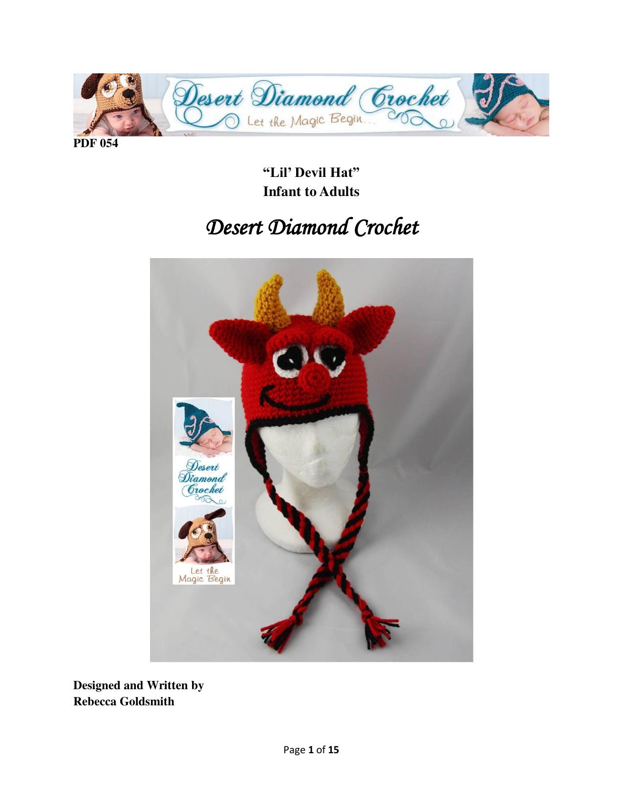Desert Diamond Crochet - 054 - Lil Devil Hat Infant by Rebecca
