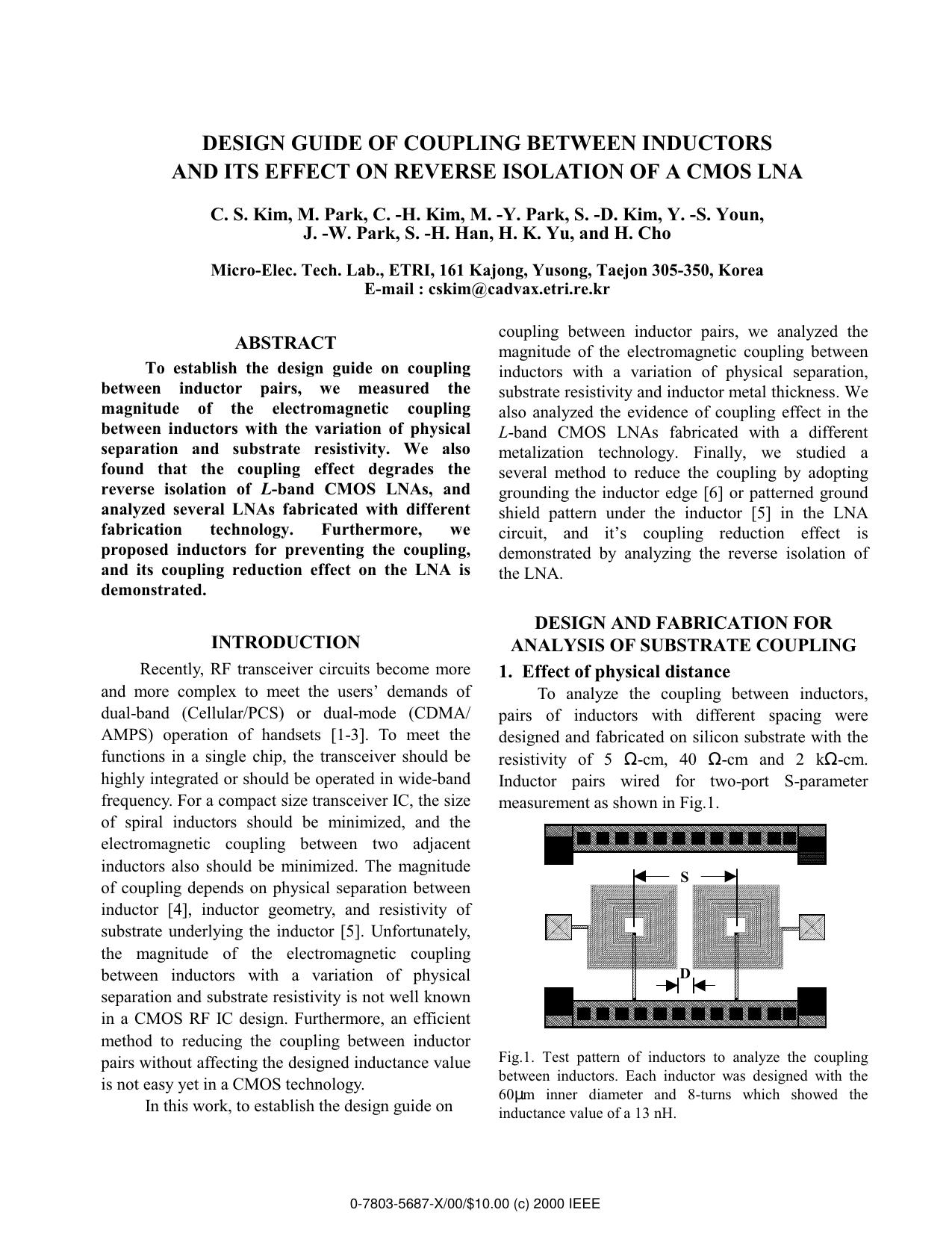 Design Guide of Coupling Between Inductors and its Effect on Reverse Isolation of a CMOS LNA by unknow