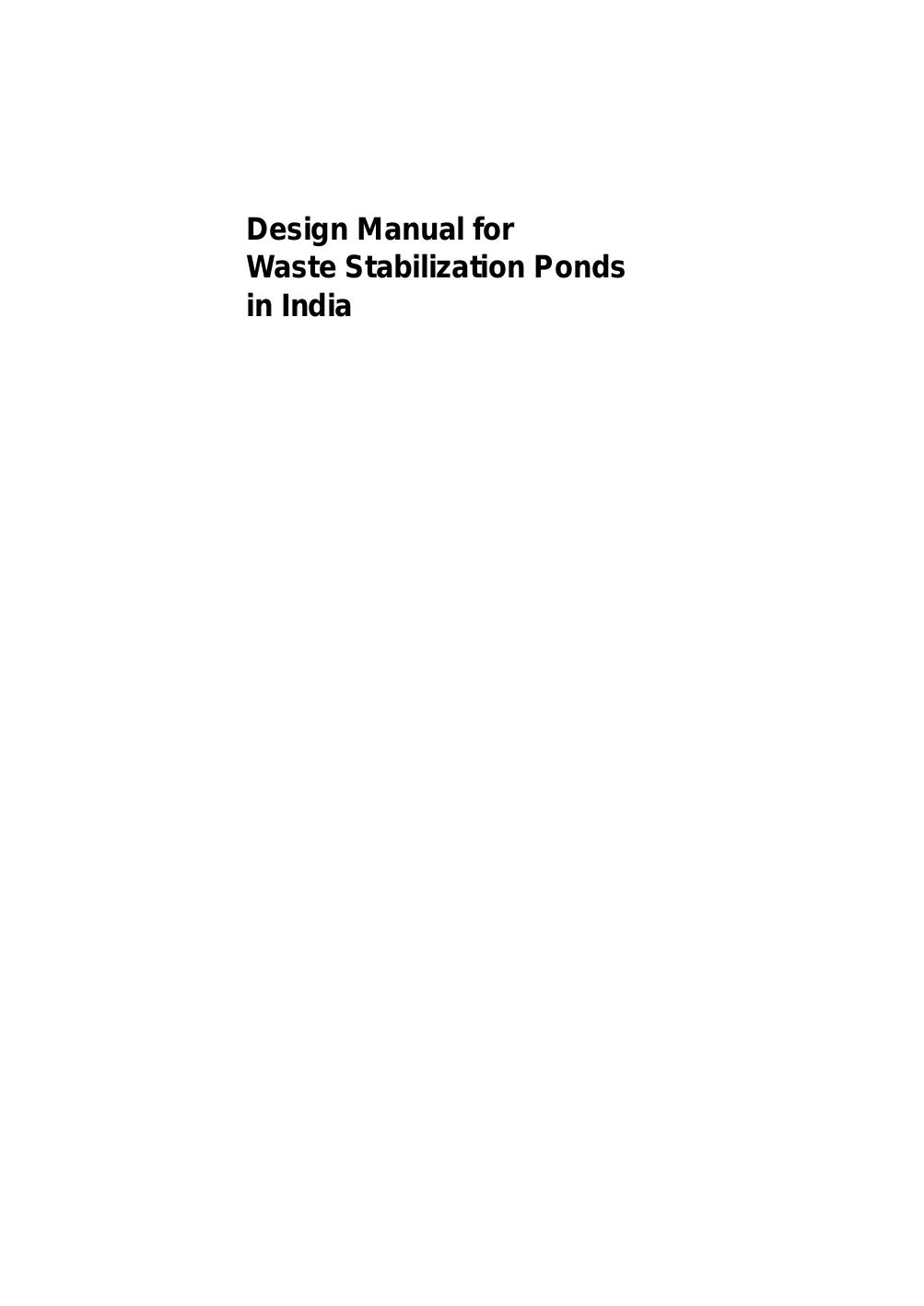 Design Manual For Waste Stabilisation Ponds In India by Duncan Mara