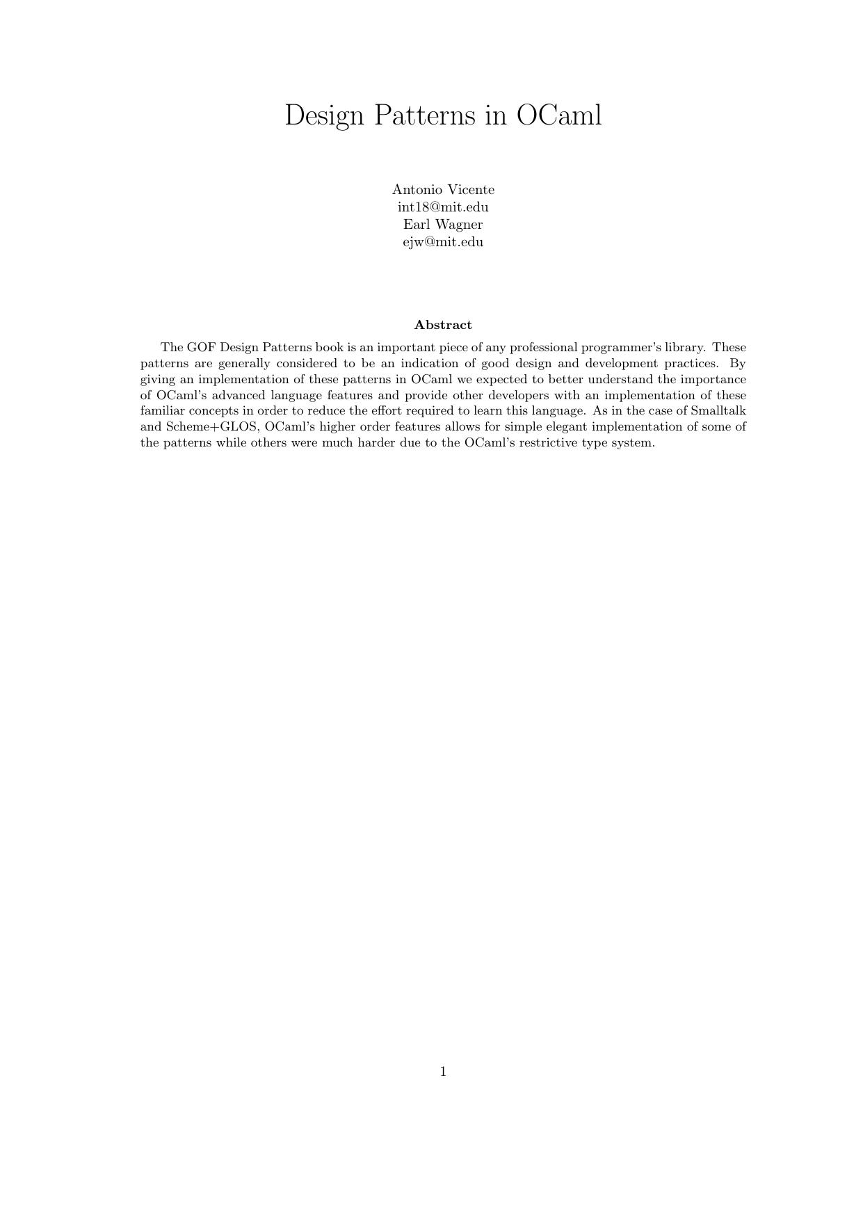 Design Patterns in Ocaml by Unknown