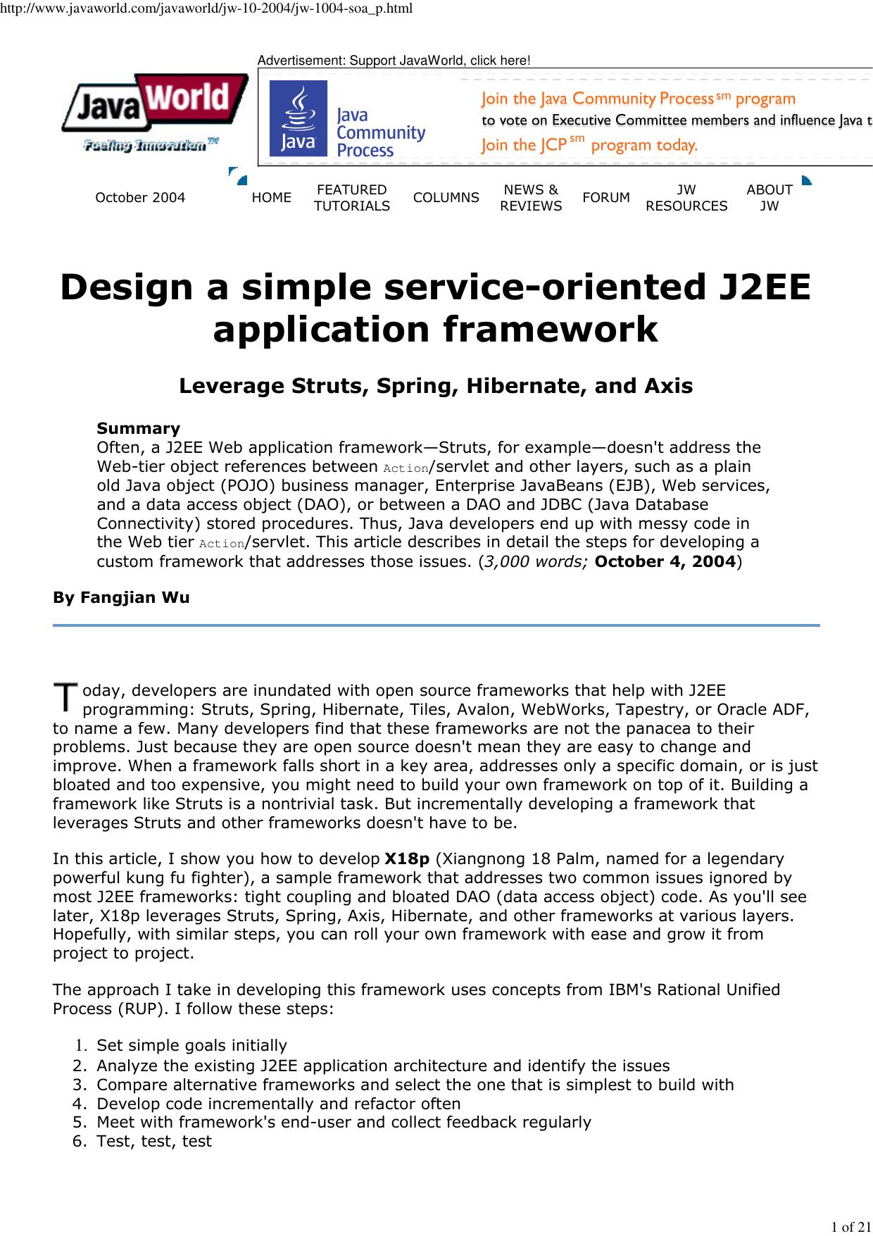 Design a simple service-oriented J2EE application framework by Miguel Pardal