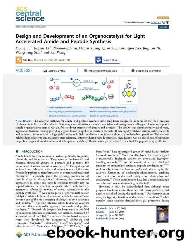 Design and Development of an Organocatalyst for Light Accelerated Amide and Peptide Synthesis by unknow