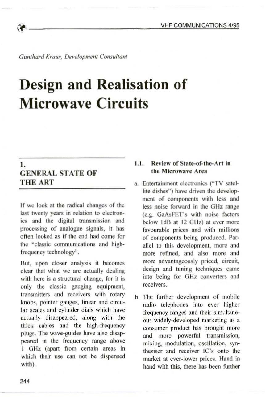 Design and Realisation of Microwave Circuits by Unknown