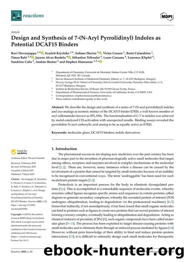 Design and Synthesis of 7-(N-Aryl Pyrrolidinyl) Indoles as Potential DCAF15 Binders by unknow