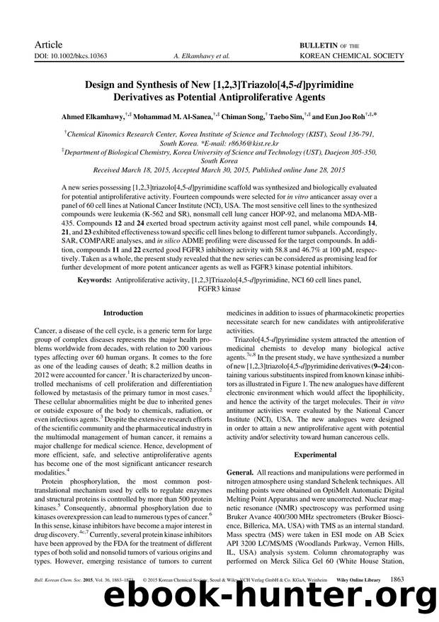 Design and Synthesis of New [1,2,3]Triazolo[4,5-d]pyrimidine Derivatives as Potential Antiproliferative Agents by Unknown