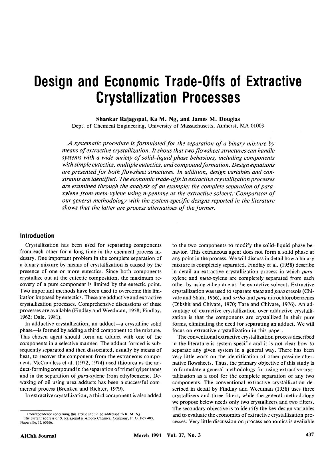 Design and economic trade-offs of extractive crystallization processes by Unknown