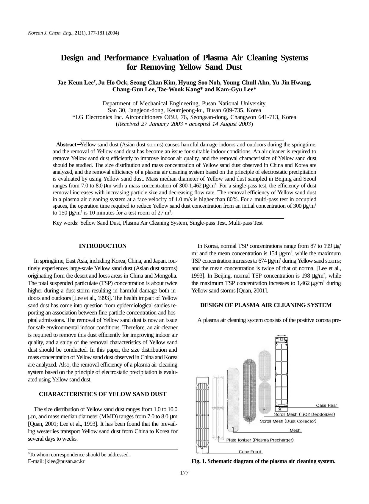 Design and performance evaluation of plasma air cleaning systems for removing yellow sand dust by Unknown