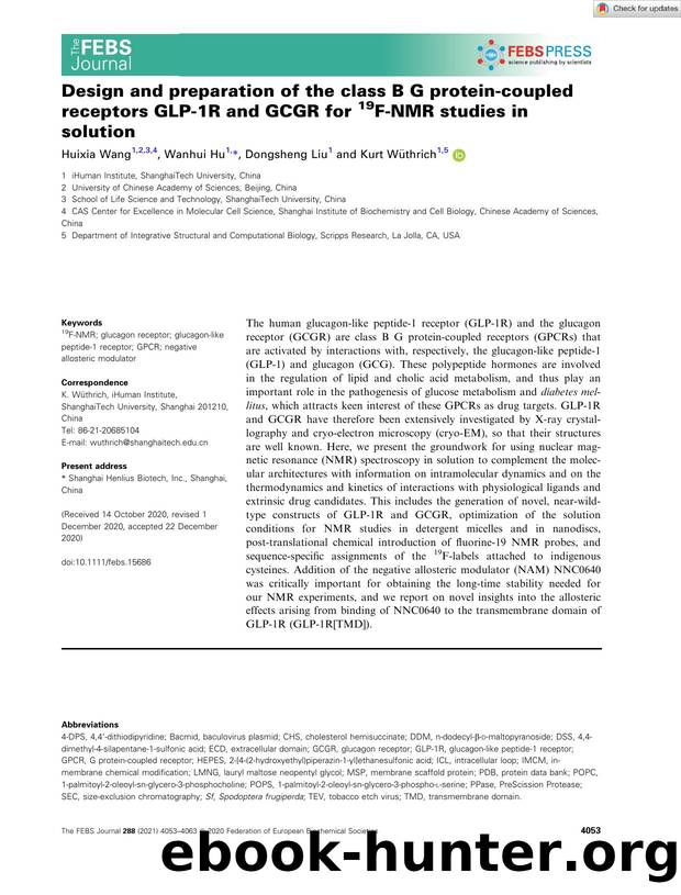 Design and preparation of the class B G proteinâcoupled receptors GLPâ1R and GCGR for 19FâNMR studies in solution by Unknown