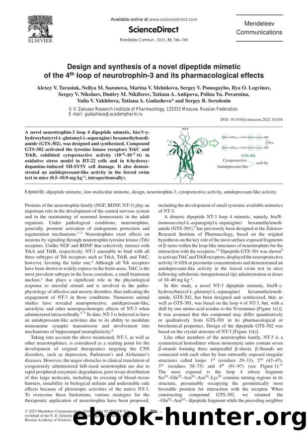 Design and synthesis of a novel dipeptide mimetic of the 4th loop of neurotrophin-3 and its pharmacological effects by unknow