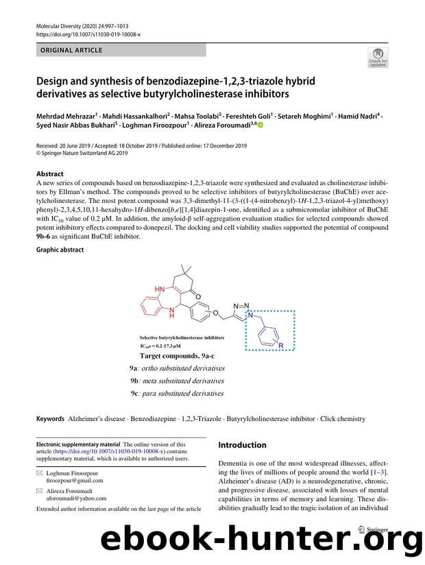 Design and synthesis of benzodiazepine-1,2,3-triazole hybrid derivatives as selective butyrylcholinesterase inhibitors by unknow