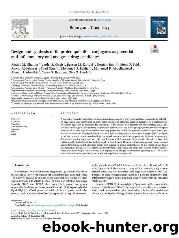 Design and synthesis of ibuprofen-quinoline conjugates as potential anti-inflammatory and analgesic drug candidates by unknow