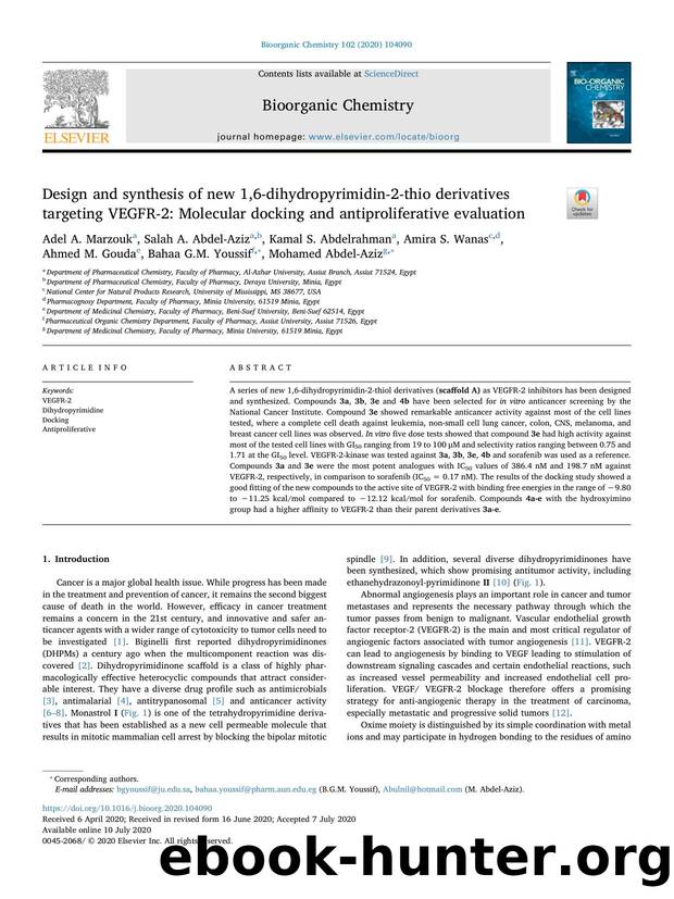 Design and synthesis of new 1,6-dihydropyrimidin-2-thio derivatives targeting VEGFR-2_ Molecular docking and antiproliferative evaluation by unknow