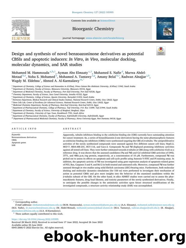 Design and synthesis of novel benzoazoninone derivatives as potential CBSIs and apoptotic inducers: In Vitro , in Vivo , molecular docking, molecular dynamics, and SAR studies by unknow