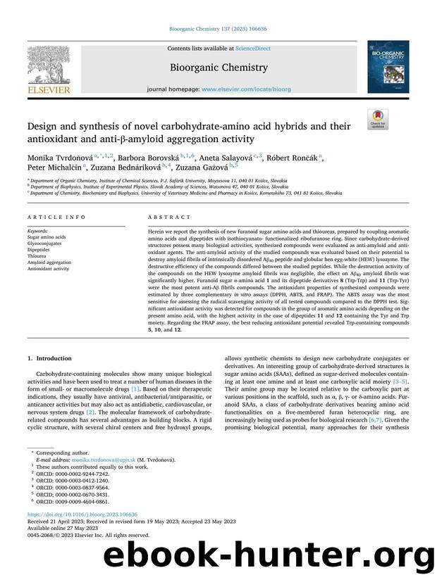 Design and synthesis of novel carbohydrate-amino acid hybrids and their antioxidant and anti-Î²-amyloid aggregation activity by unknow