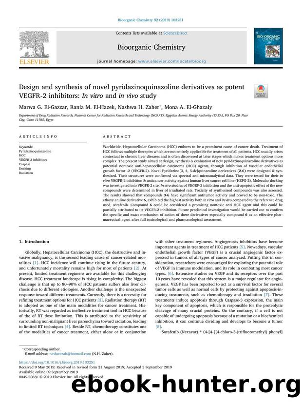 Design and synthesis of novel pyridazinoquinazoline derivatives as potent VEGFR-2 inhibitors_ In vitro and in vivo study by Marwa G. El-Gazzar & Rania M. El-Hazek & Nashwa H. Zaher & Mona A. El-Ghazaly