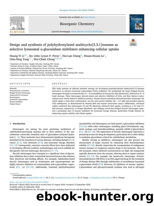 Design and synthesis of polyhydroxylated azabicyclo[3.3.1]nonane as selective lysosomal Î±-glucosidase stabilizers enhancing cellular uptake by unknow