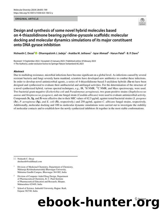 Design and synthesis of some novel hybrid molecules based on 4-thiazolidinone bearing pyridine-pyrazole scaffolds: molecular docking and molecular dynamics simulations of its major by unknow