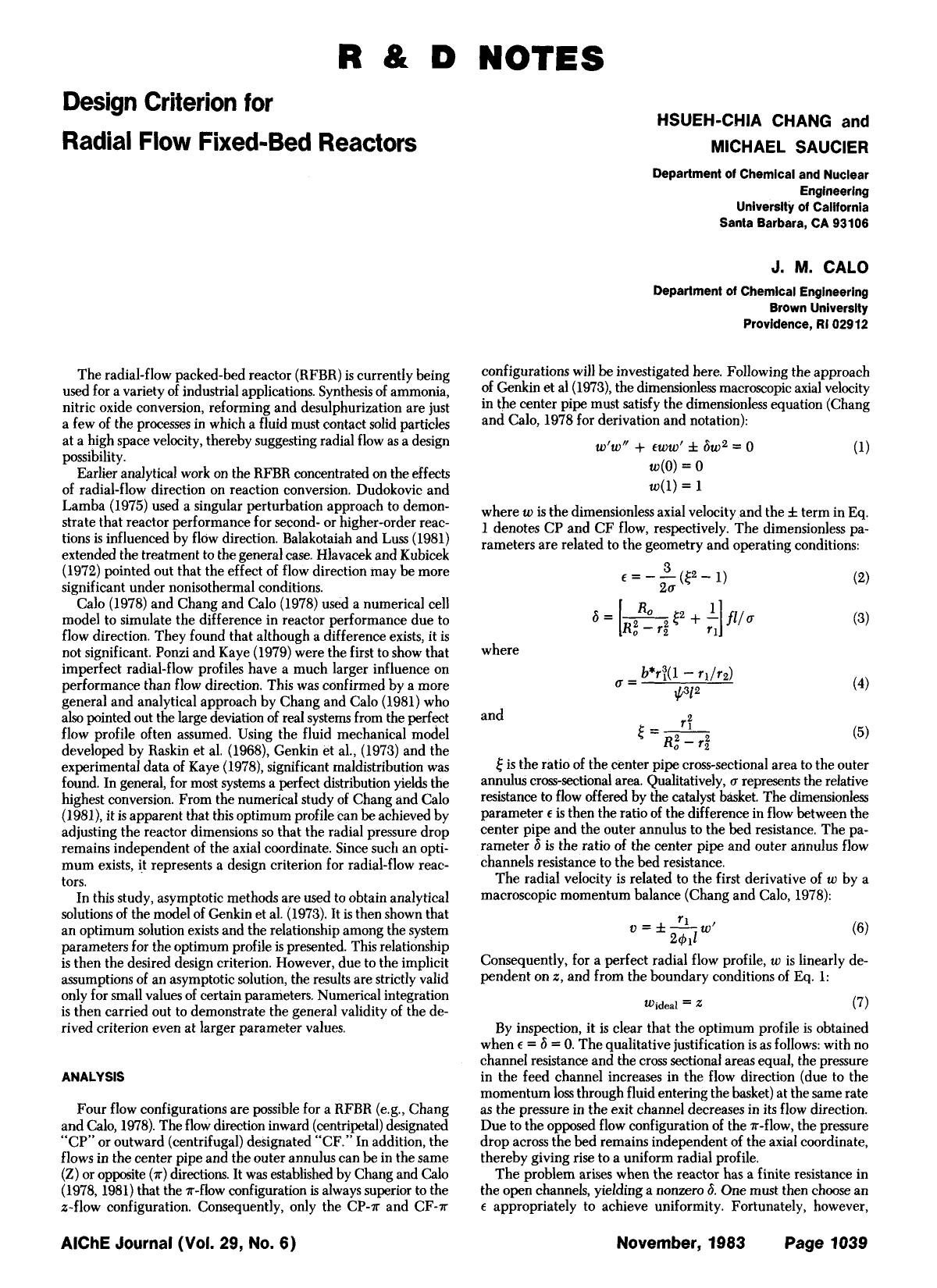 Design criterion for radial flow fixed-bed reactors by Unknown