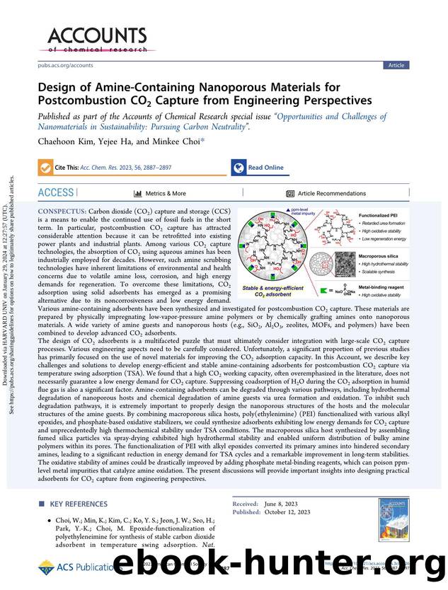 Design of Amine-Containing Nanoporous Materials for Postcombustion CO2 Capture from Engineering Perspectives by Chaehoon Kim Yejee Ha & Minkee Choi