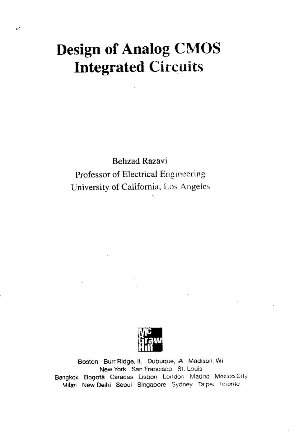 Design of Analog CMOS Integrated Circuits by Behzad Razavi