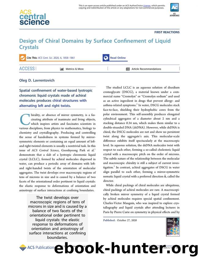 Design of Chiral Domains by Surface Confinement of Liquid Crystals by Oleg D. Lavrentovich (ORCID: 0000-0002-0128-0708)